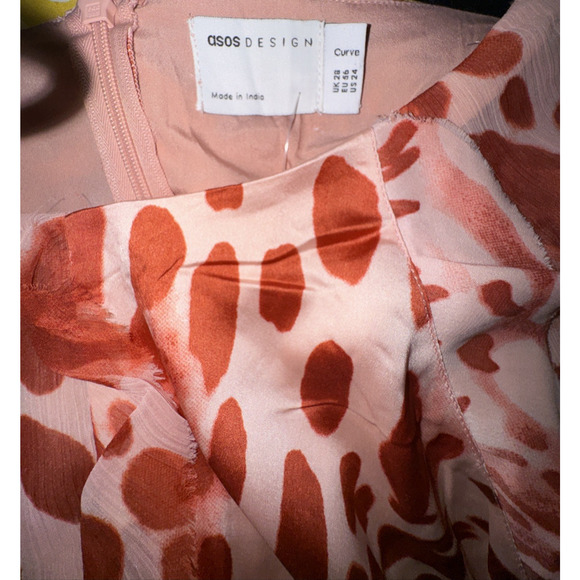 New Asos Pink Ruffle Animal Print Long Sleeve Maxi Dress Size (US)24 - Picture 13 of 14
